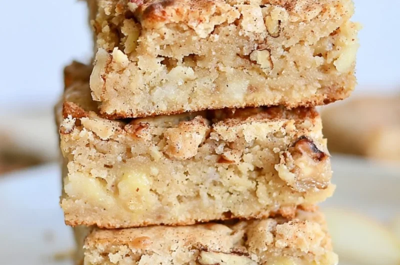Delicious homemade Apple Brownies with apples and cinnamon glaze