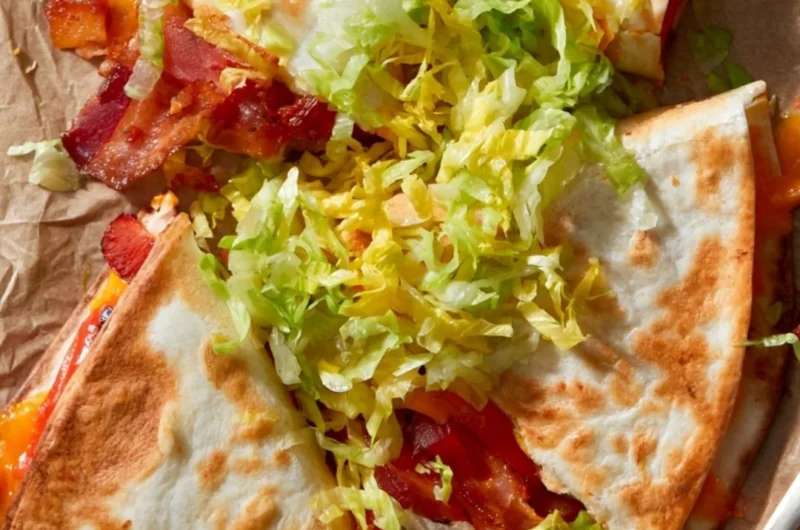 Delicious BLT Quesadillas with crispy bacon, lettuce, and tomato