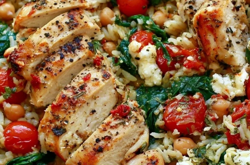 Delicious plate of Chicken and Lemon Rice garnished with herbs