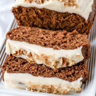 Slice of delicious homemade gingerbread loaf inspired by Starbucks