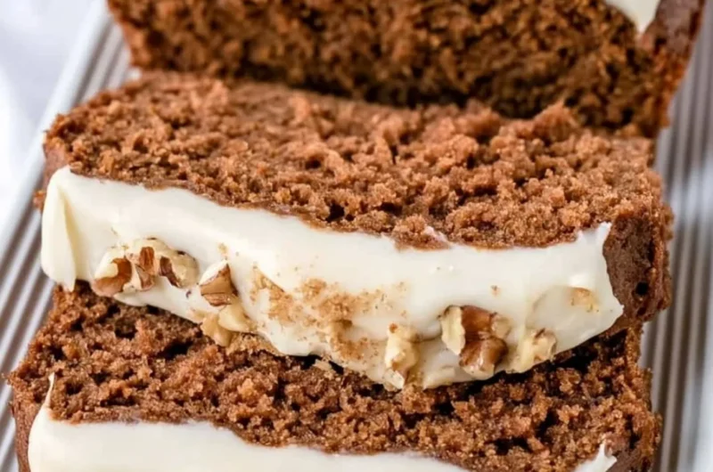Slice of delicious homemade gingerbread loaf inspired by Starbucks