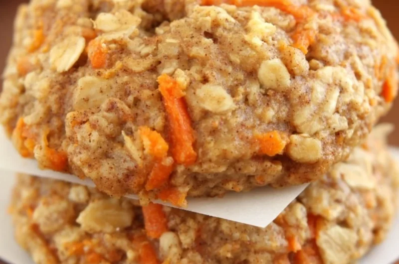 Healthy carrot cake oatmeal cookies with oats and spices on a plate