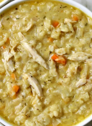 Bowl of anti-inflammatory cauliflower chicken soup ready in 30 minutes