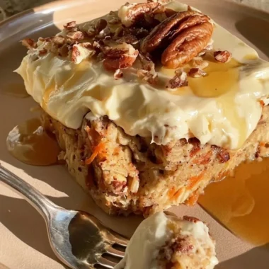 Delicious vegan carrot cake oatmeal topped with nuts and spices