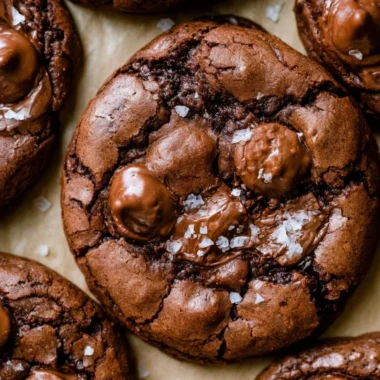 Delicious salted brownie cookies fresh out of the oven.