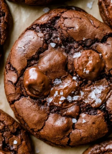 Delicious salted brownie cookies fresh out of the oven.