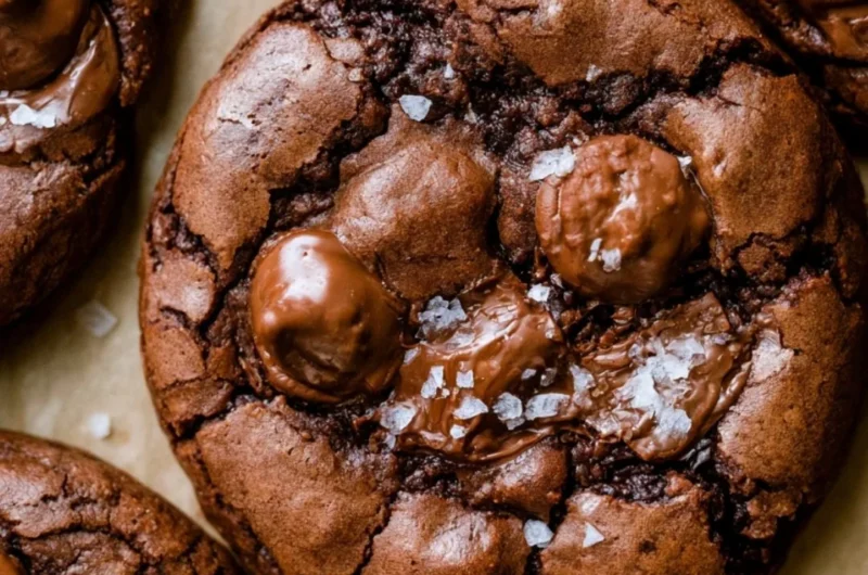 Delicious salted brownie cookies fresh out of the oven.
